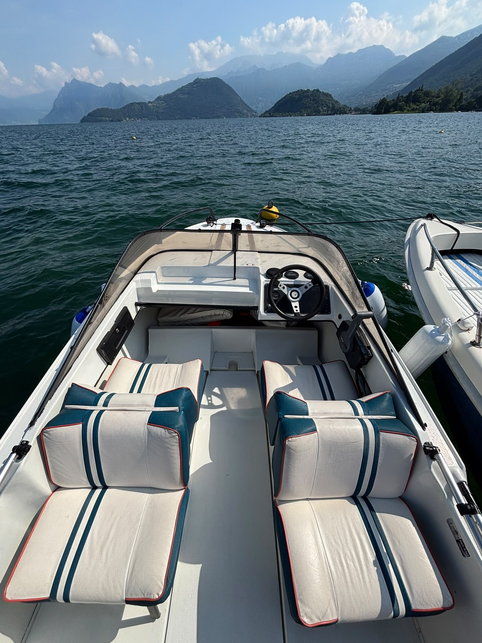 Easy Boat Iseo boat interior with Lake Iseo view
